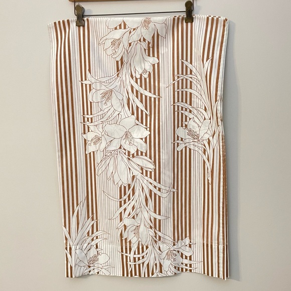 Vintage Set of Queen Pillowcases Brown/ White Striped Floral - Picture 1 of 9